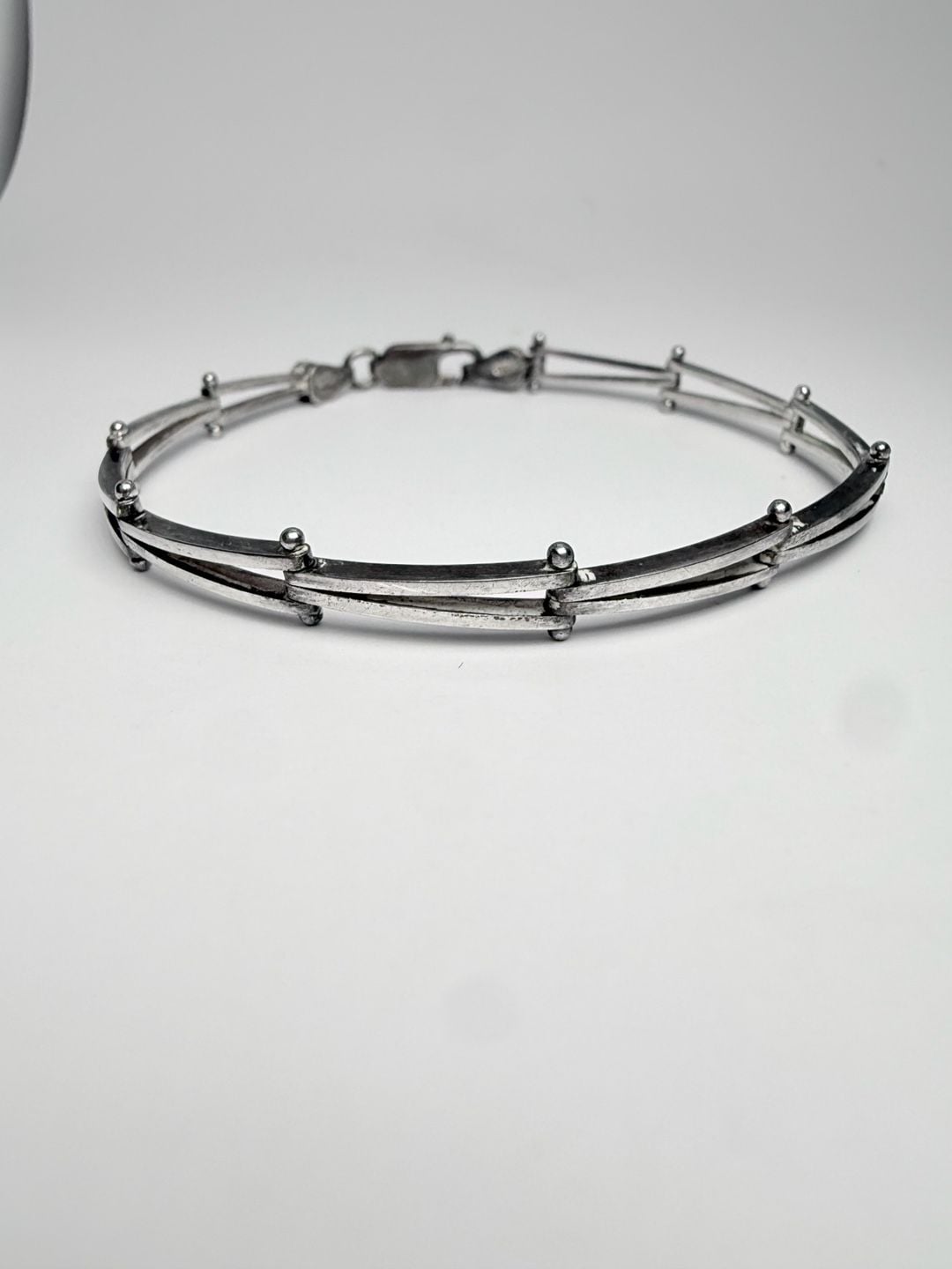 Vintage Italian Sterling Silver 925 Bar Panel Link Bracelet